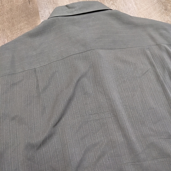 Alfani Green Silk Short Sleeve Button Down Shirt - Picture 6 of 8
